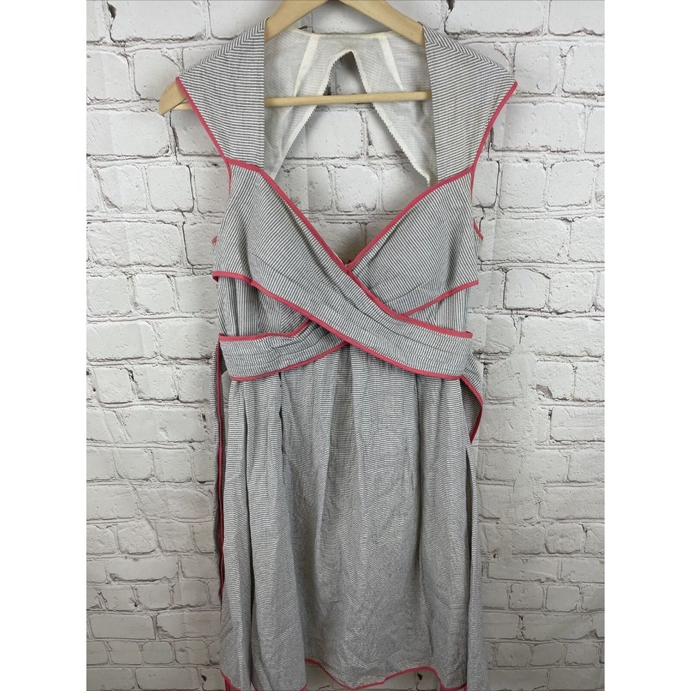 jessica simpson grey dress Striped Cut Out Backing Midi dress